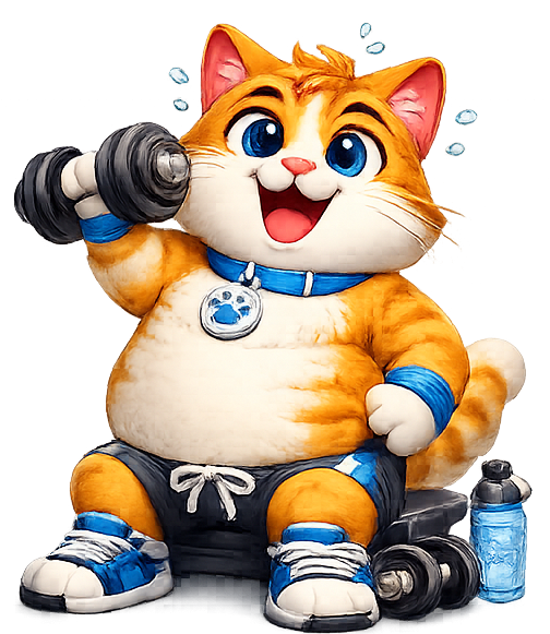 Cat lifting dumbbells